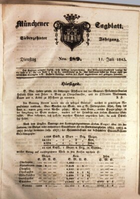 Münchener Tagblatt Dienstag 11. Juli 1843