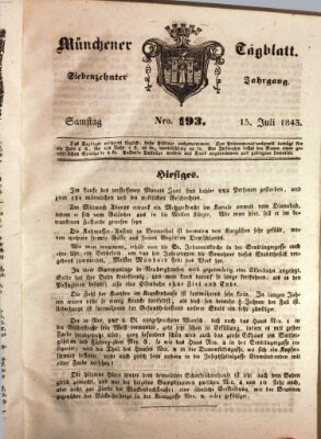 Münchener Tagblatt Samstag 15. Juli 1843