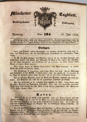 Münchener Tagblatt Sonntag 16. Juli 1843