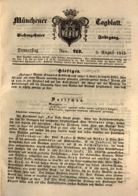 Münchener Tagblatt Donnerstag 3. August 1843