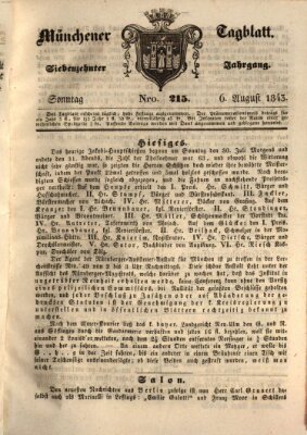 Münchener Tagblatt Sonntag 6. August 1843