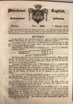 Münchener Tagblatt Montag 7. August 1843