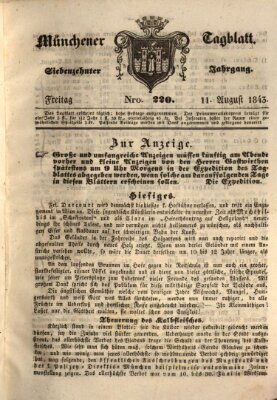 Münchener Tagblatt Freitag 11. August 1843