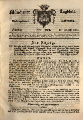 Münchener Tagblatt Samstag 12. August 1843