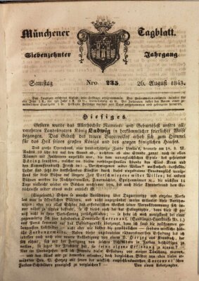 Münchener Tagblatt Samstag 26. August 1843