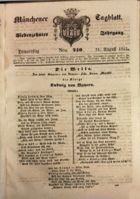 Münchener Tagblatt Donnerstag 31. August 1843