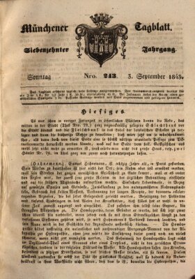 Münchener Tagblatt Sonntag 3. September 1843