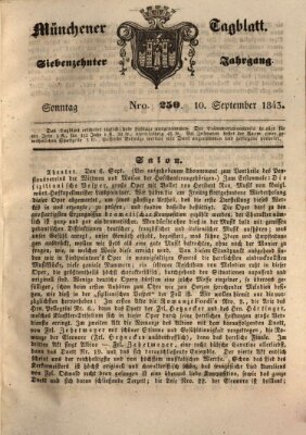 Münchener Tagblatt Sonntag 10. September 1843