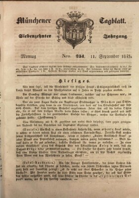 Münchener Tagblatt Montag 11. September 1843