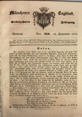 Münchener Tagblatt Mittwoch 13. September 1843