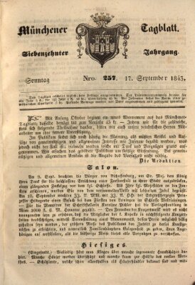 Münchener Tagblatt Sonntag 17. September 1843