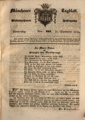 Münchener Tagblatt Donnerstag 21. September 1843