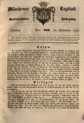 Münchener Tagblatt Dienstag 26. September 1843