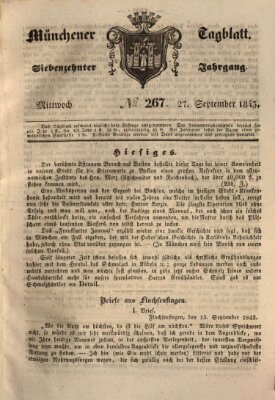 Münchener Tagblatt Mittwoch 27. September 1843