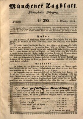 Münchener Tagblatt Sonntag 15. Oktober 1843