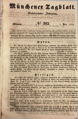 Münchener Tagblatt Mittwoch 1. November 1843