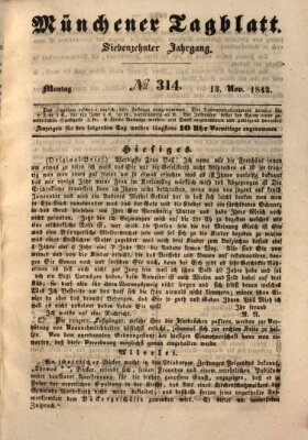 Münchener Tagblatt Montag 13. November 1843