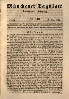 Münchener Tagblatt Freitag 17. November 1843