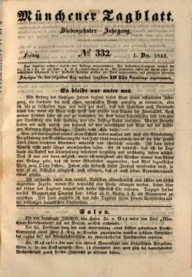 Münchener Tagblatt Freitag 1. Dezember 1843