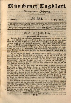 Münchener Tagblatt Sonntag 3. Dezember 1843