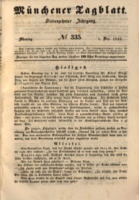 Münchener Tagblatt Montag 4. Dezember 1843