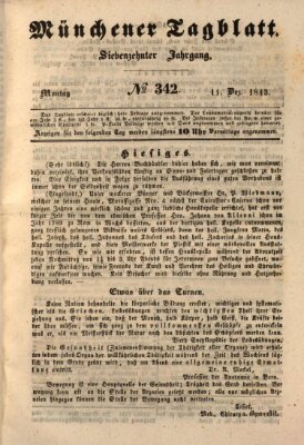 Münchener Tagblatt Montag 11. Dezember 1843