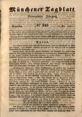 Münchener Tagblatt Donnerstag 14. Dezember 1843