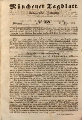 Münchener Tagblatt Mittwoch 27. Dezember 1843