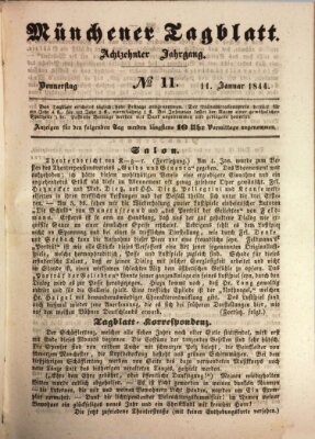 Münchener Tagblatt Donnerstag 11. Januar 1844