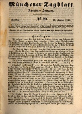 Münchener Tagblatt Samstag 20. Januar 1844