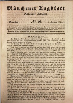 Münchener Tagblatt Donnerstag 15. Februar 1844