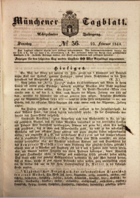 Münchener Tagblatt Sonntag 25. Februar 1844