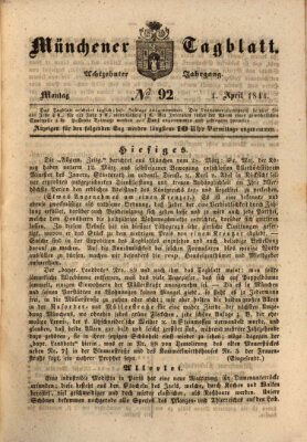 Münchener Tagblatt Montag 1. April 1844