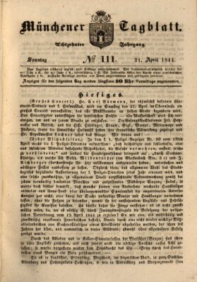 Münchener Tagblatt Sonntag 21. April 1844