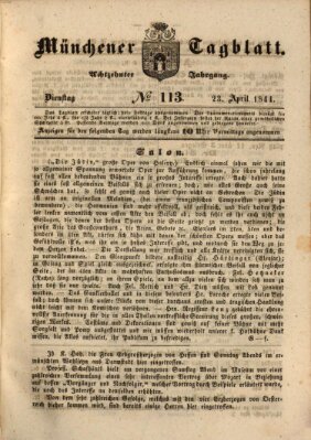 Münchener Tagblatt Dienstag 23. April 1844