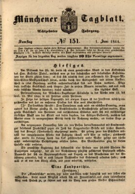 Münchener Tagblatt Samstag 1. Juni 1844