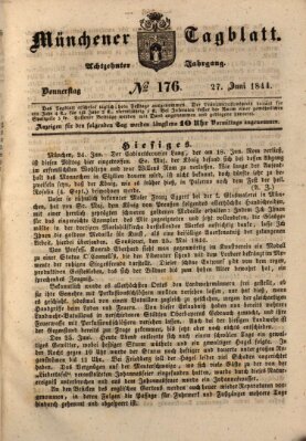 Münchener Tagblatt Donnerstag 27. Juni 1844