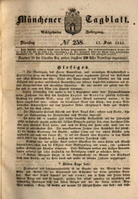 Münchener Tagblatt Dienstag 17. September 1844