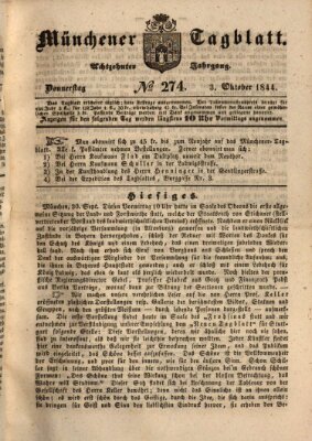 Münchener Tagblatt Donnerstag 3. Oktober 1844