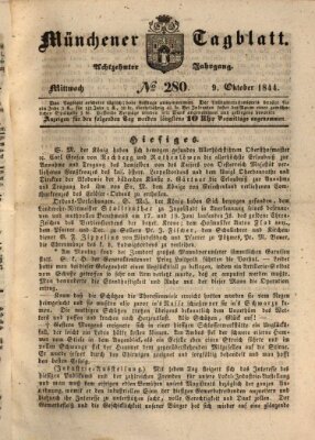 Münchener Tagblatt Mittwoch 9. Oktober 1844