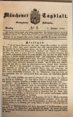 Münchener Tagblatt Dienstag 7. Januar 1845