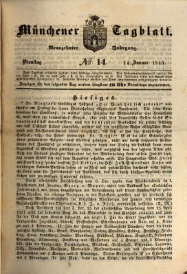 Münchener Tagblatt Dienstag 14. Januar 1845