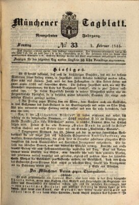 Münchener Tagblatt Sonntag 2. Februar 1845