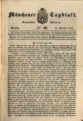 Münchener Tagblatt Dienstag 18. Februar 1845