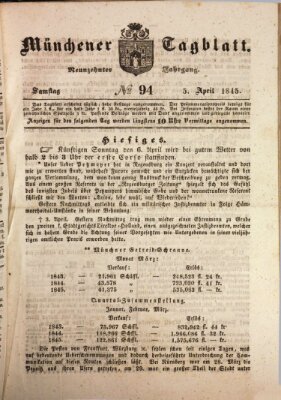 Münchener Tagblatt Samstag 5. April 1845