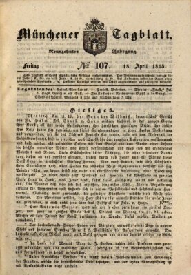 Münchener Tagblatt Freitag 18. April 1845