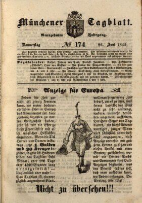 Münchener Tagblatt Donnerstag 26. Juni 1845