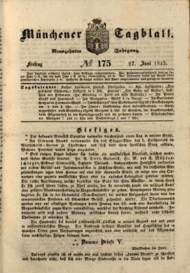 Münchener Tagblatt Freitag 27. Juni 1845