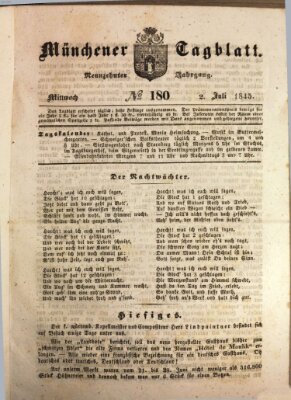 Münchener Tagblatt Mittwoch 2. Juli 1845