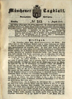 Münchener Tagblatt Samstag 2. August 1845